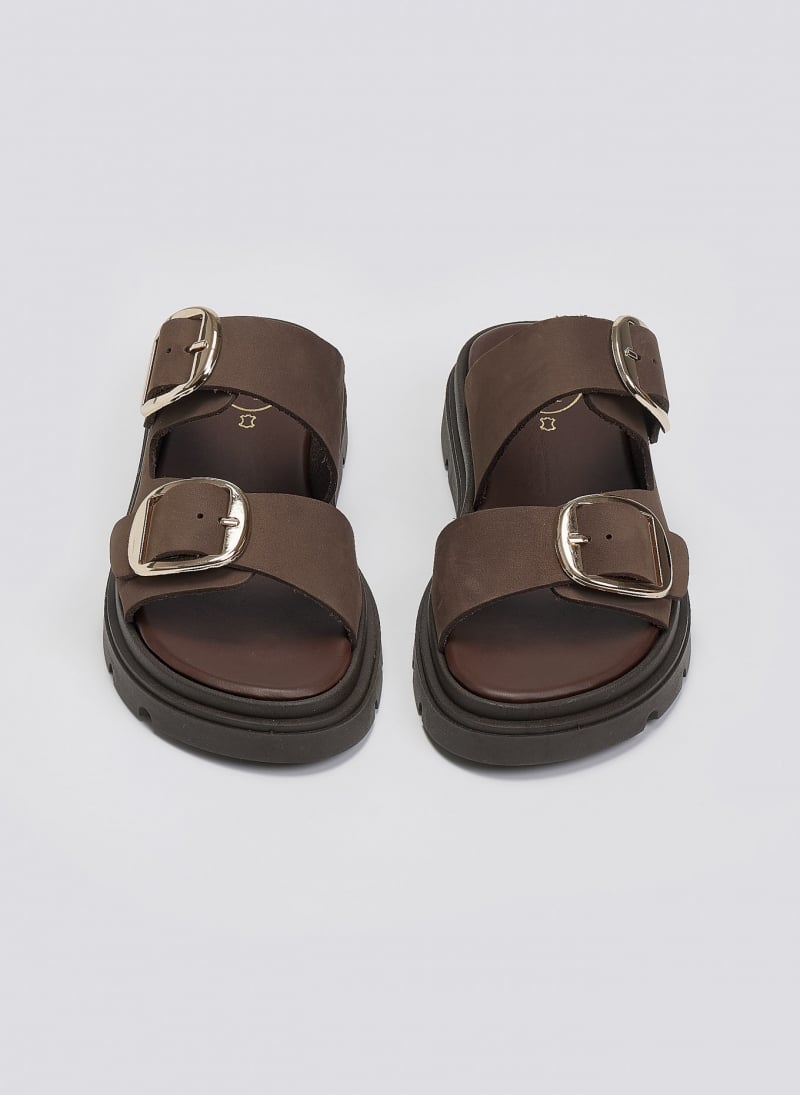 Σανδάλια flatforms δερμάτινα με έντονους τοκάδες Tfp