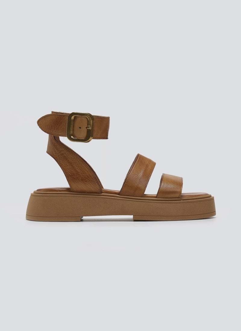 Σανδάλια flatforms δερμάτινα με φάσες TFP