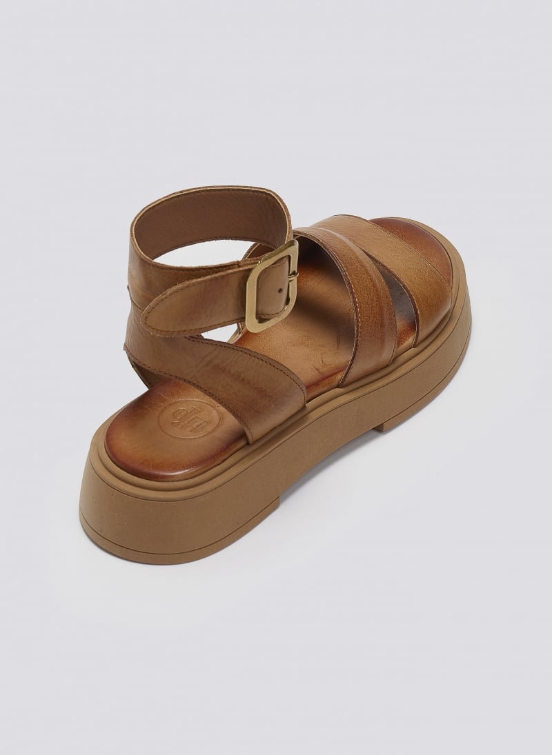 Σανδάλια flatforms δερμάτινα με φάσες TFP