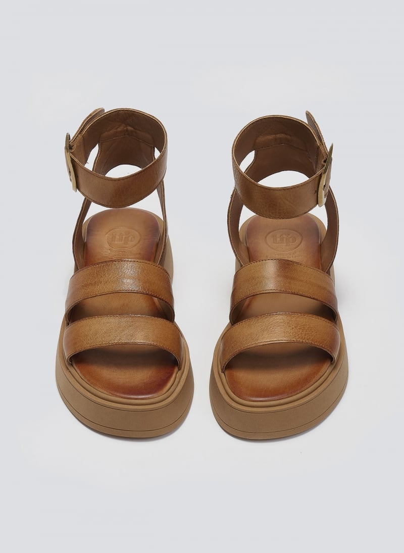 Σανδάλια flatforms δερμάτινα με φάσες TFP