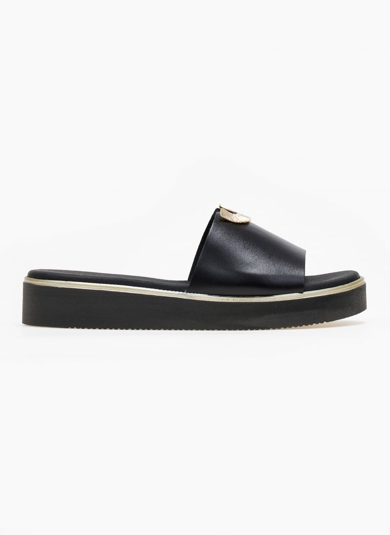 Σανδάλια flatforms δερμάτινα με μεταλλικό σχέδιο Ragazza 01083