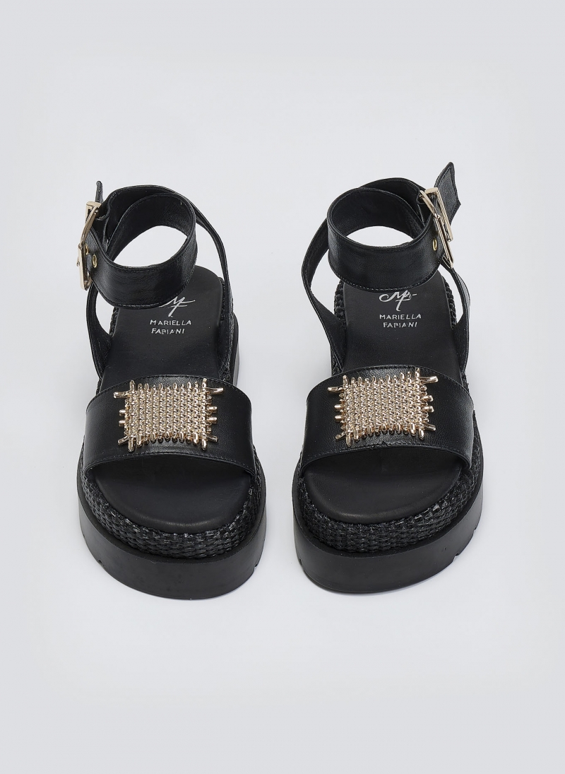 Σανδάλια flatforms δερμάτινα με μπαρέτα 2526/91