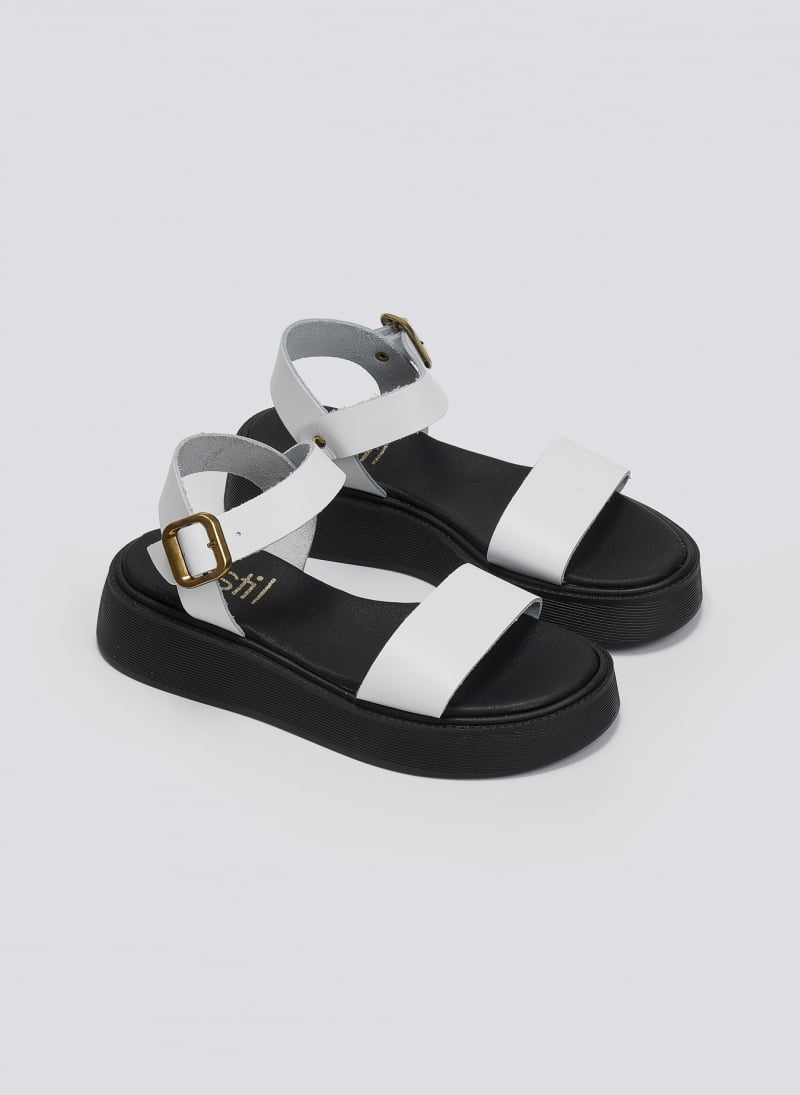 Σανδάλια flatforms δερμάτινα με μπαρέτα Estil