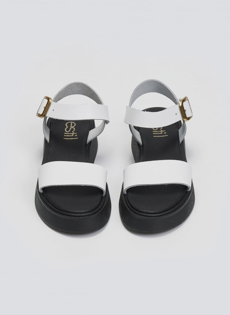 Σανδάλια flatforms δερμάτινα με μπαρέτα Estil