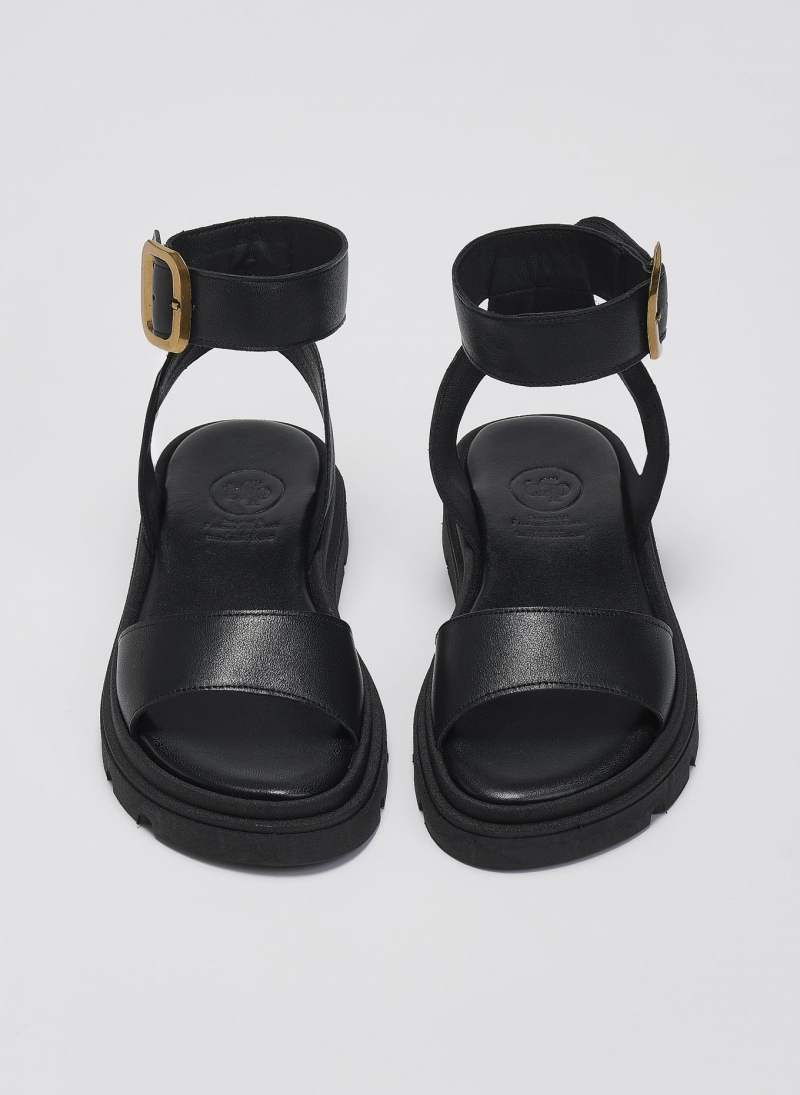 Σανδάλια flatforms δερμάτινα με μπαρέτα TFP