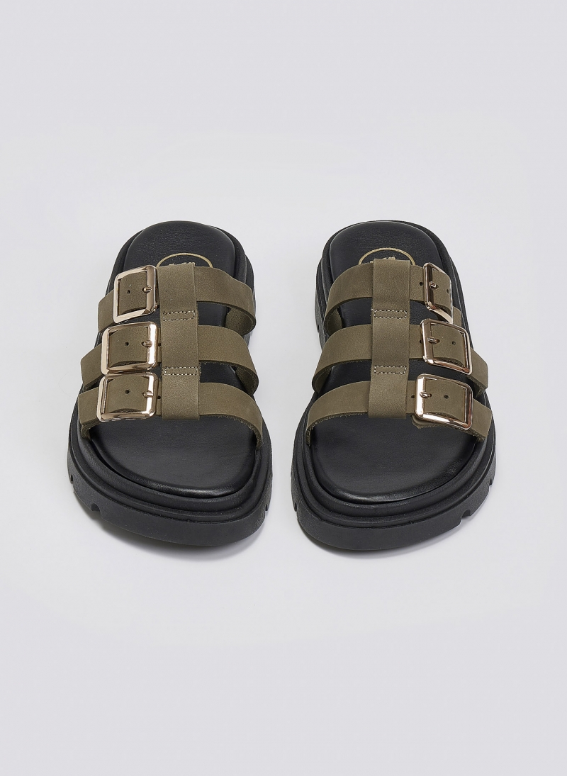 Σανδάλια flatforms δερμάτινα με περαστές φάσες Tfp