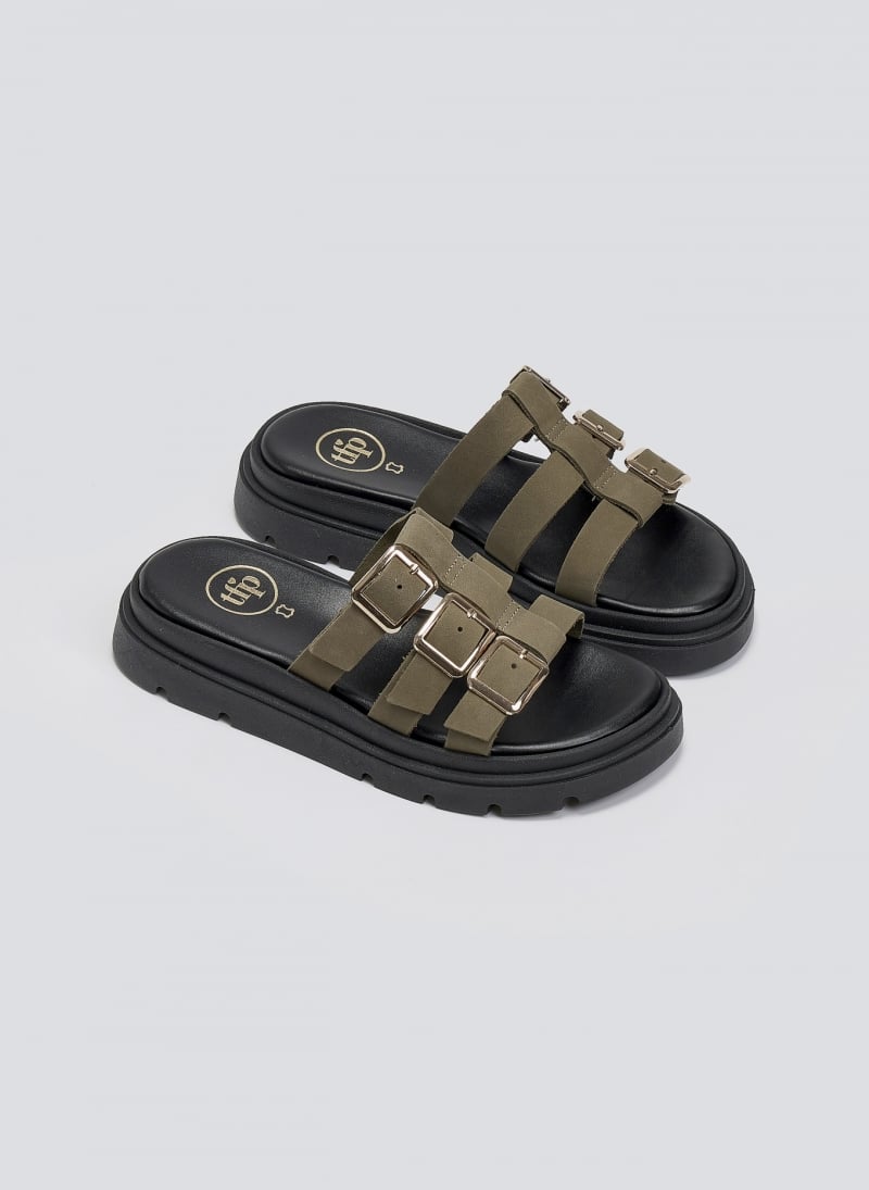 Σανδάλια flatforms δερμάτινα με περαστές φάσες Tfp