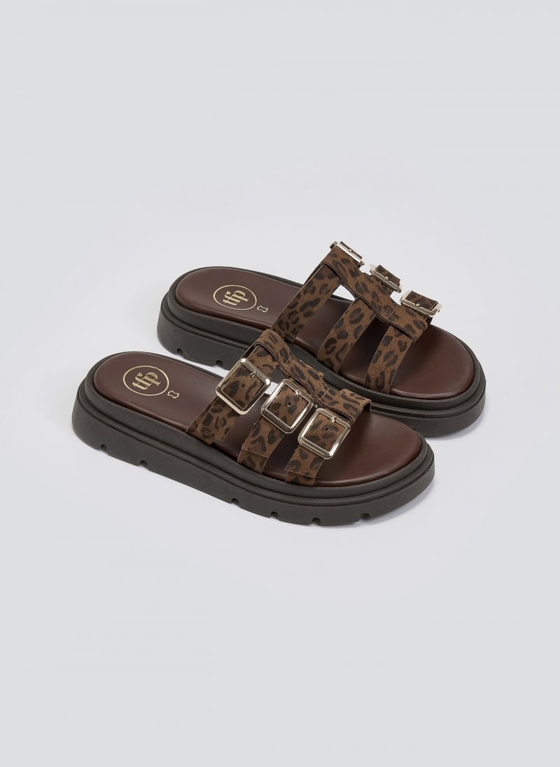 Σανδάλια flatforms δερμάτινα με περαστές φάσες Tfp