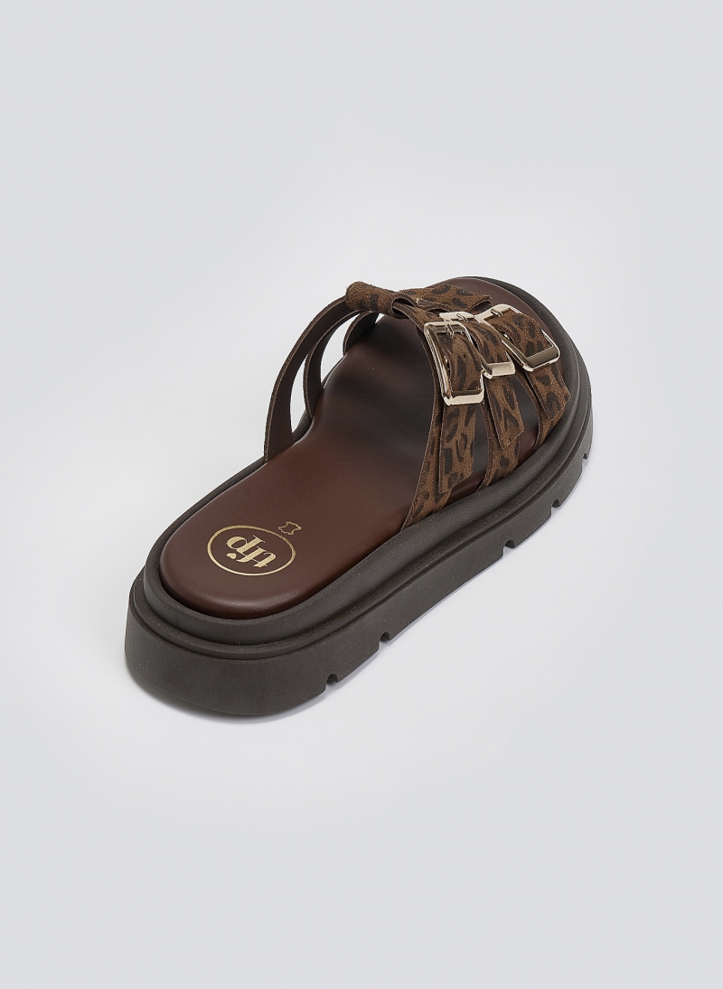 Σανδάλια flatforms δερμάτινα με περαστές φάσες Tfp
