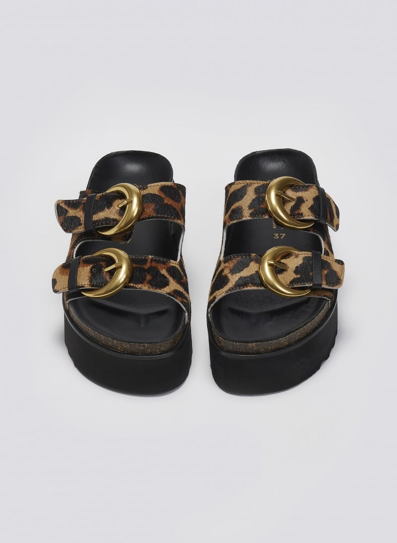 Σανδάλια flatforms δερμάτινα με print ATENEO