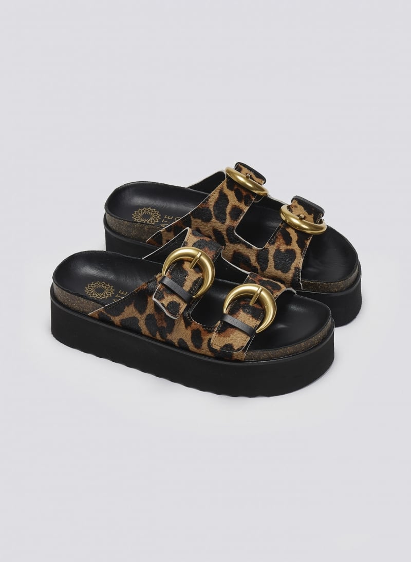 Σανδάλια flatforms δερμάτινα με print ATENEO