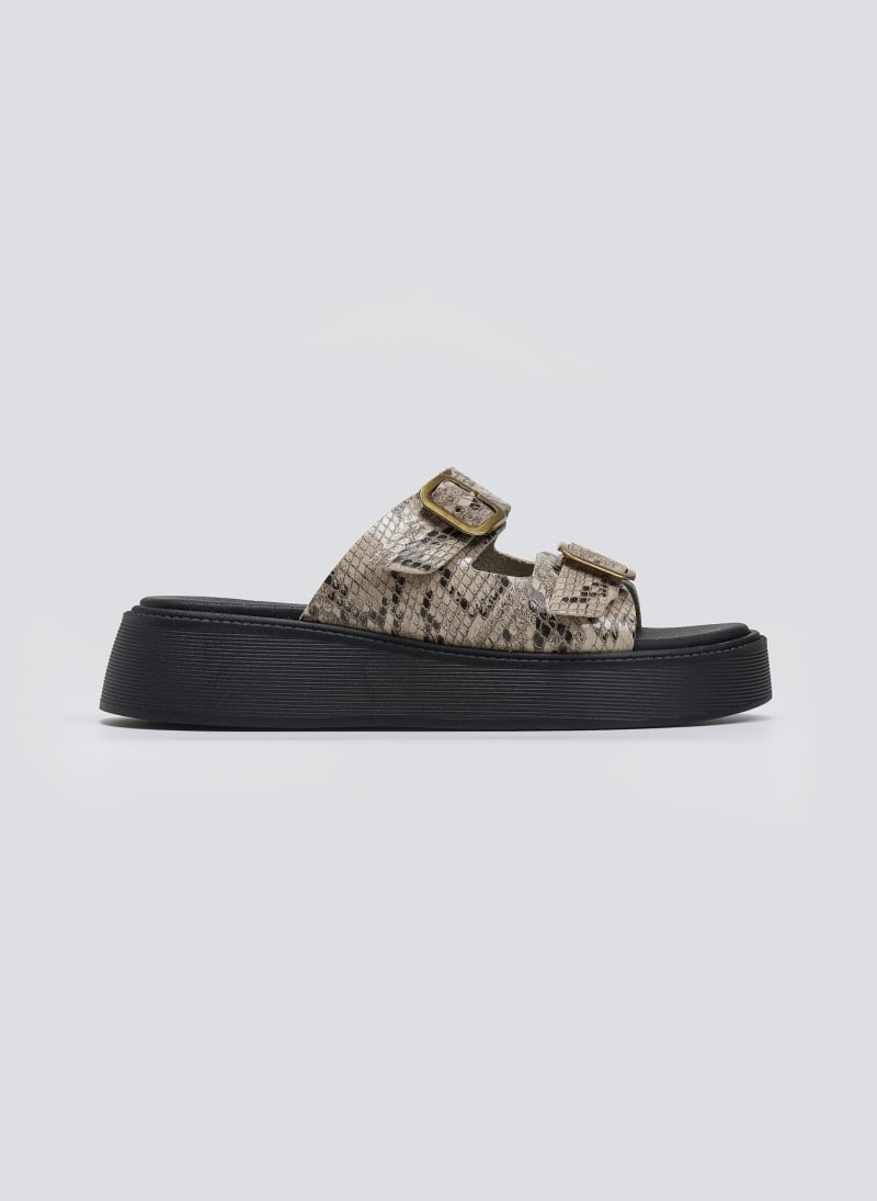 Σανδάλια flatforms δερμάτινα με print Estil