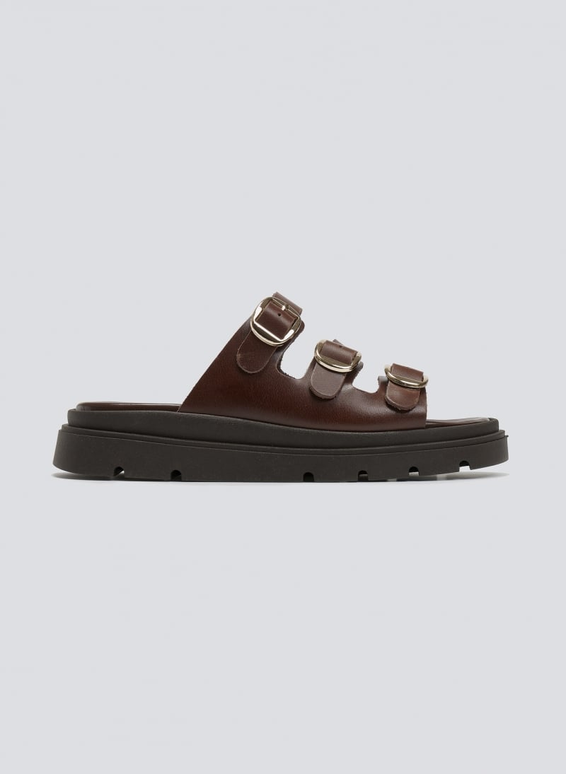Σανδάλια flatforms δερμάτινα με τρεις φάσες Tfp