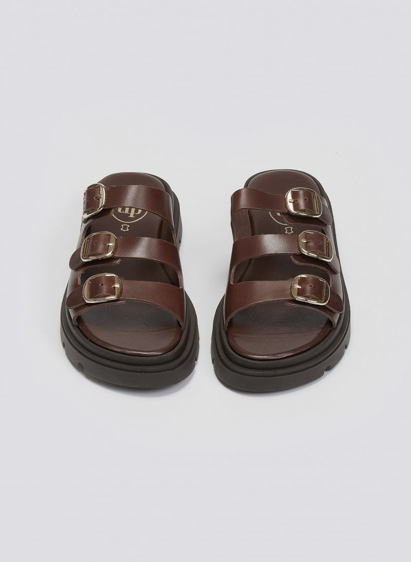Σανδάλια flatforms δερμάτινα με τρεις φάσες Tfp