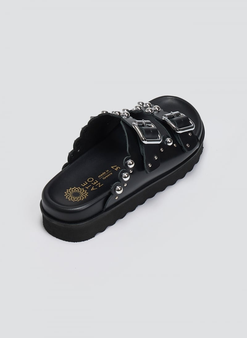 Σανδάλια flatforms δερμάτινα με τρουκς ATENEO