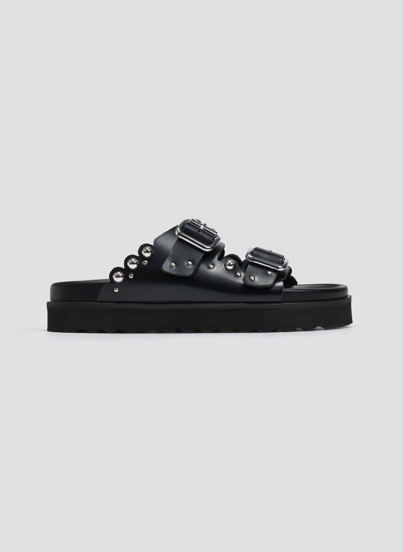 Σανδάλια flatforms δερμάτινα με τρουκς ATENEO