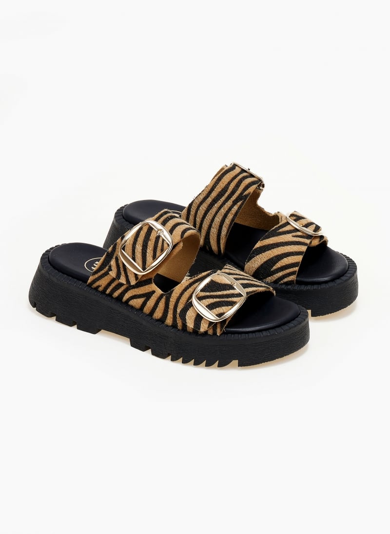 Σανδάλια flatforms δερμάτινα pony skin TFP