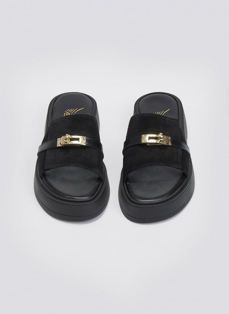 Σανδάλια flatforms καστόρινα με λουράκι iris