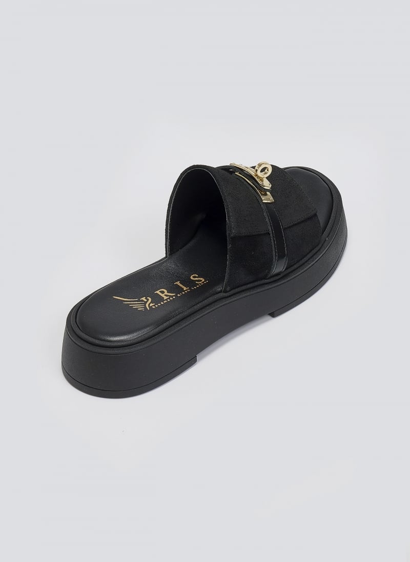 Σανδάλια flatforms καστόρινα με λουράκι iris