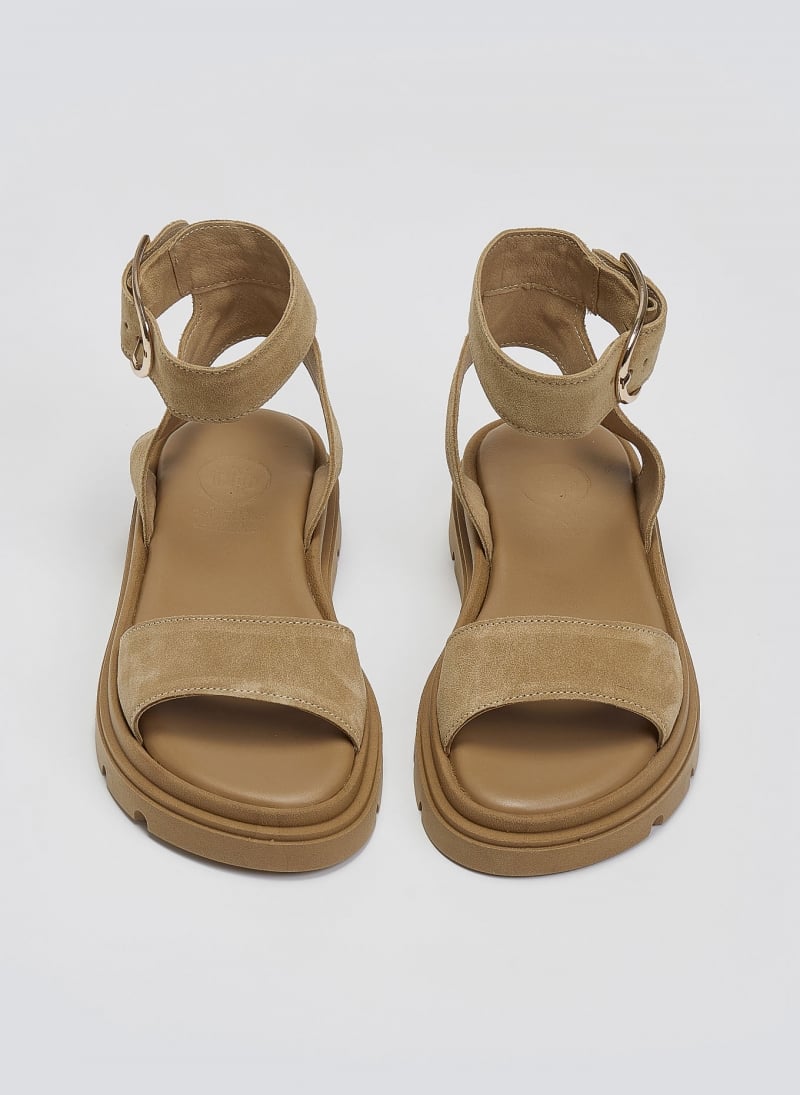 Σανδάλια flatforms καστόρινα με μπαρέτα TFP