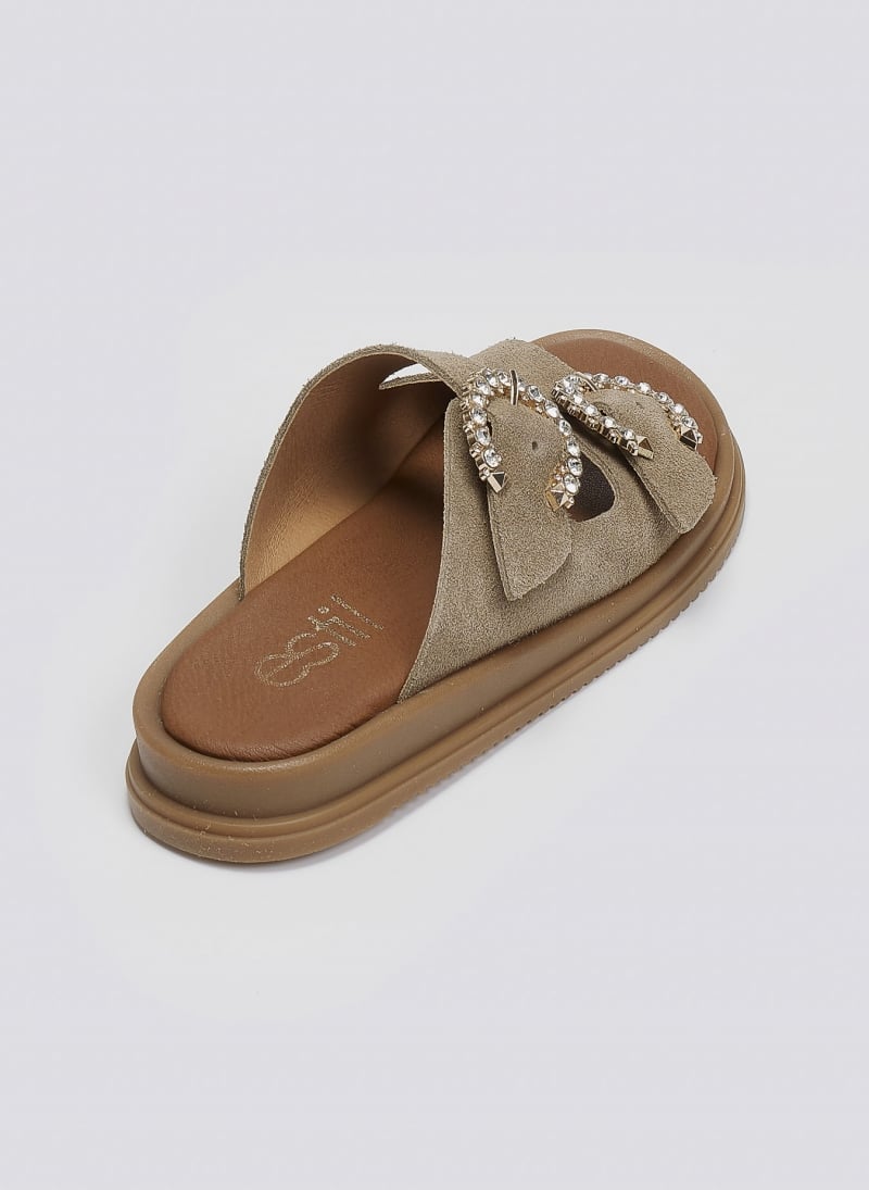 Σανδάλια flatforms καστόρινα με στρας Estil