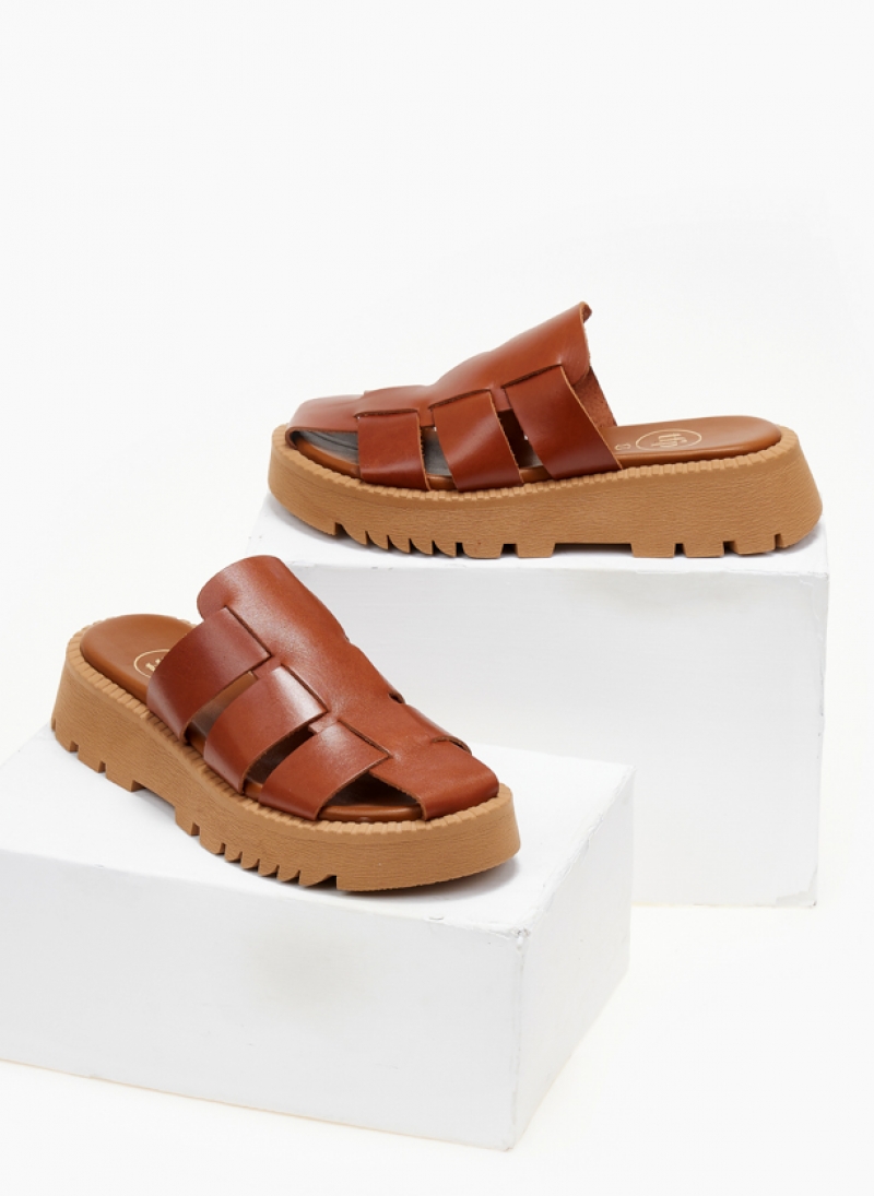 Σανδάλια flatforms fisherman από γνήσιο δέρμα TFP