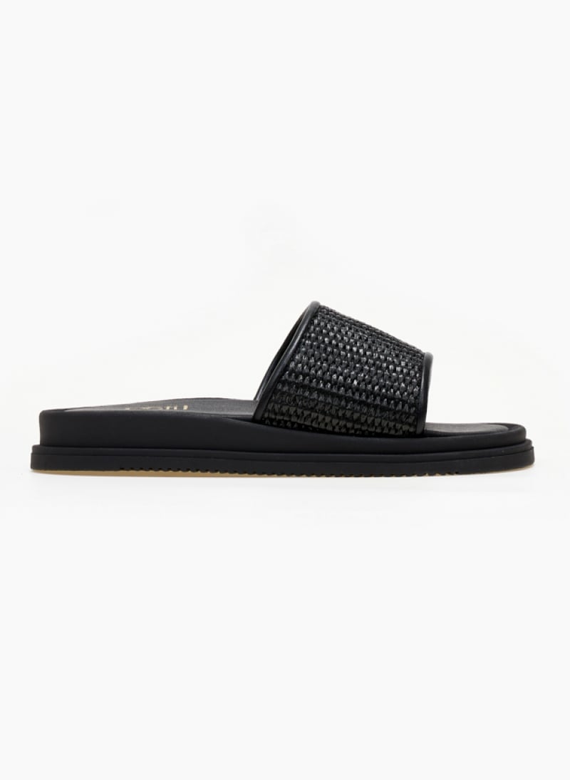 Σανδάλια flatforms με φαρδιά ψάθινη φάσα Estil