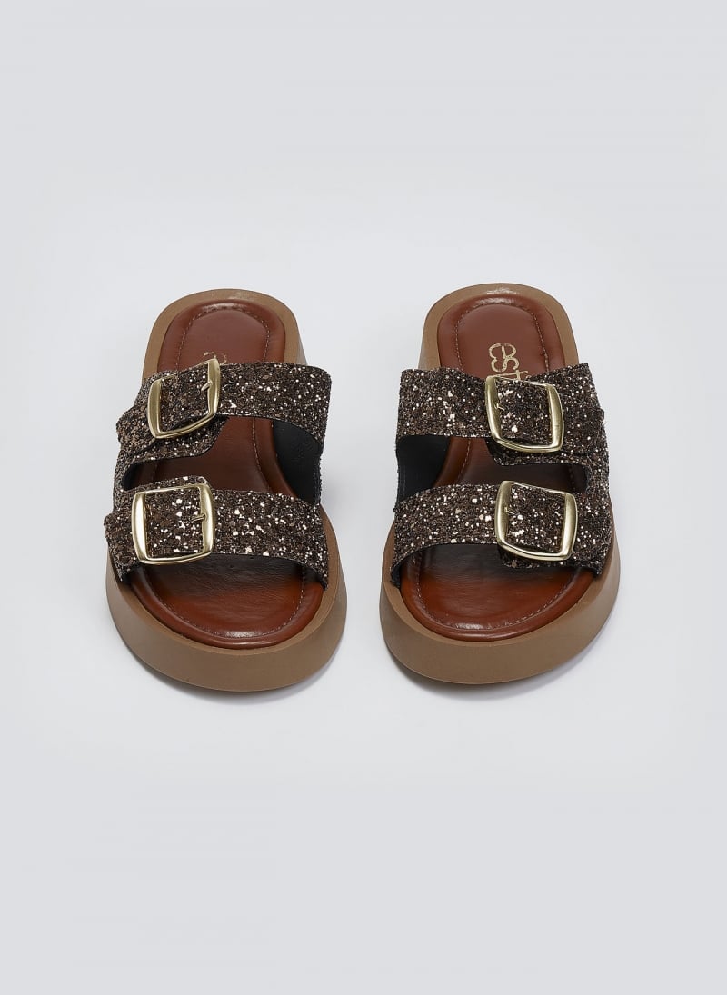 Σανδάλια flatforms με γκλίτερ Estil