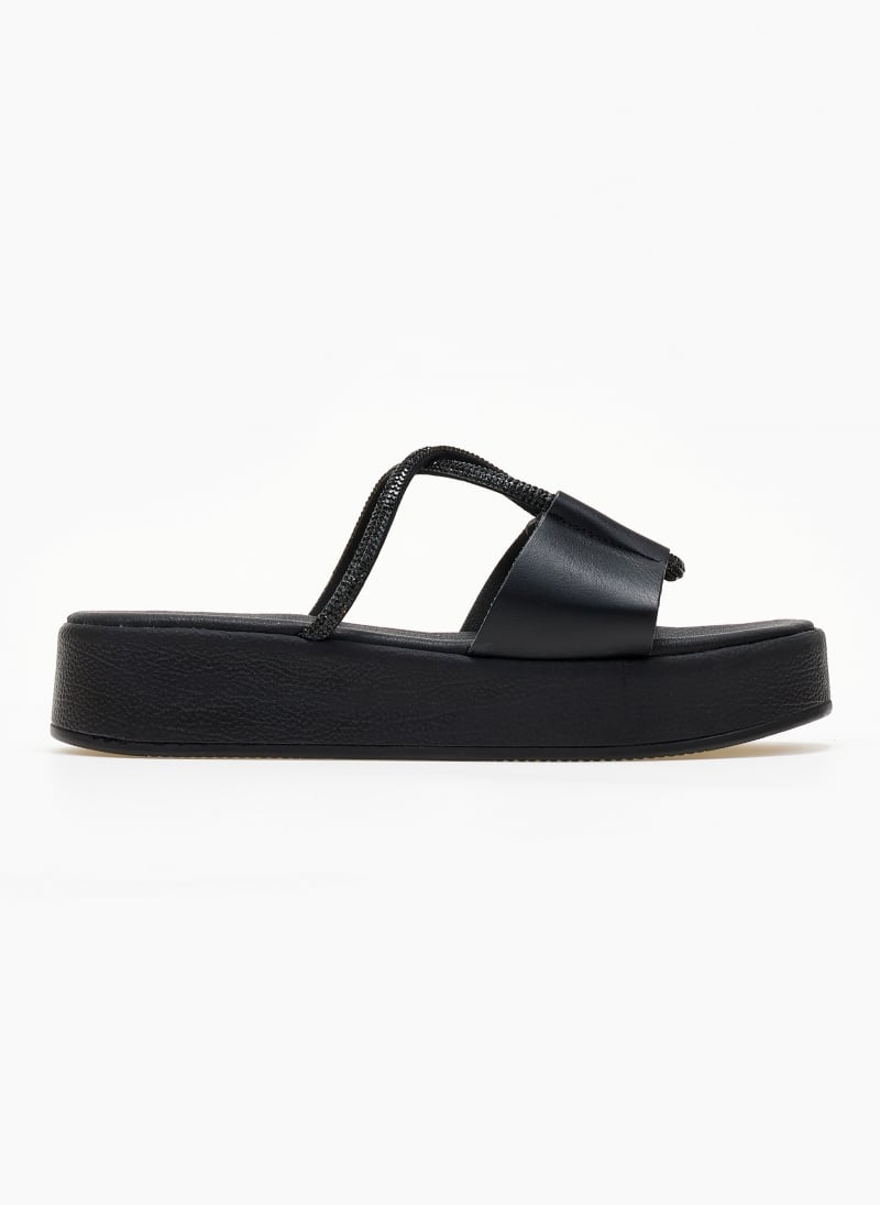 Σανδάλια flatforms με περαστό στρας λουράκι Estil