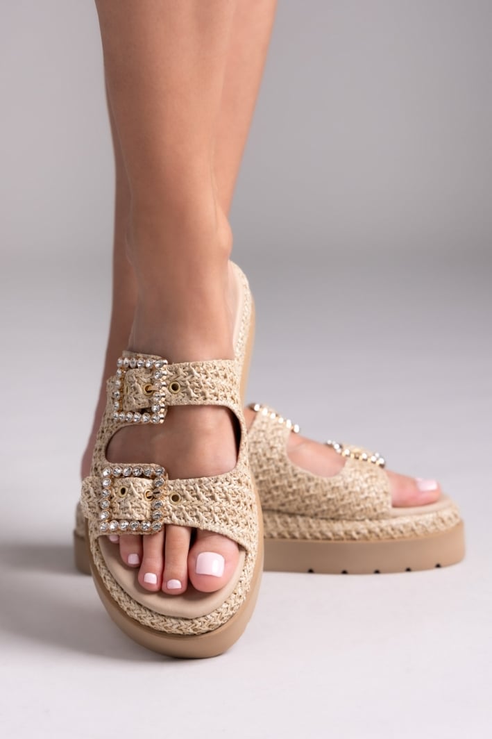 Σανδάλια flatforms με ψάθα Mariella Fabiani 2523/91