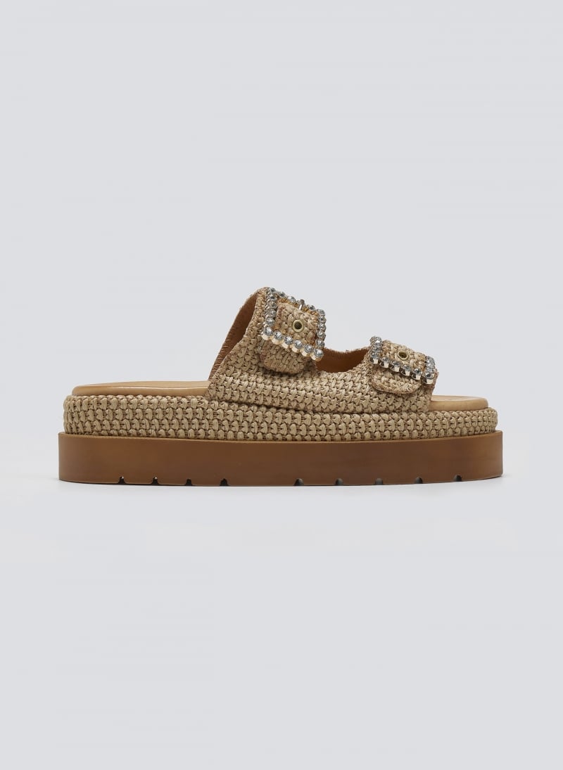 Σανδάλια flatforms με ψάθα Mariella Fabiani 2523/91