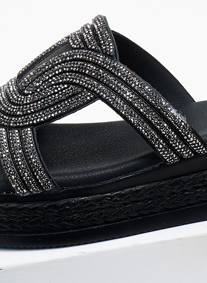 Σανδάλια flatforms με στρας Estil