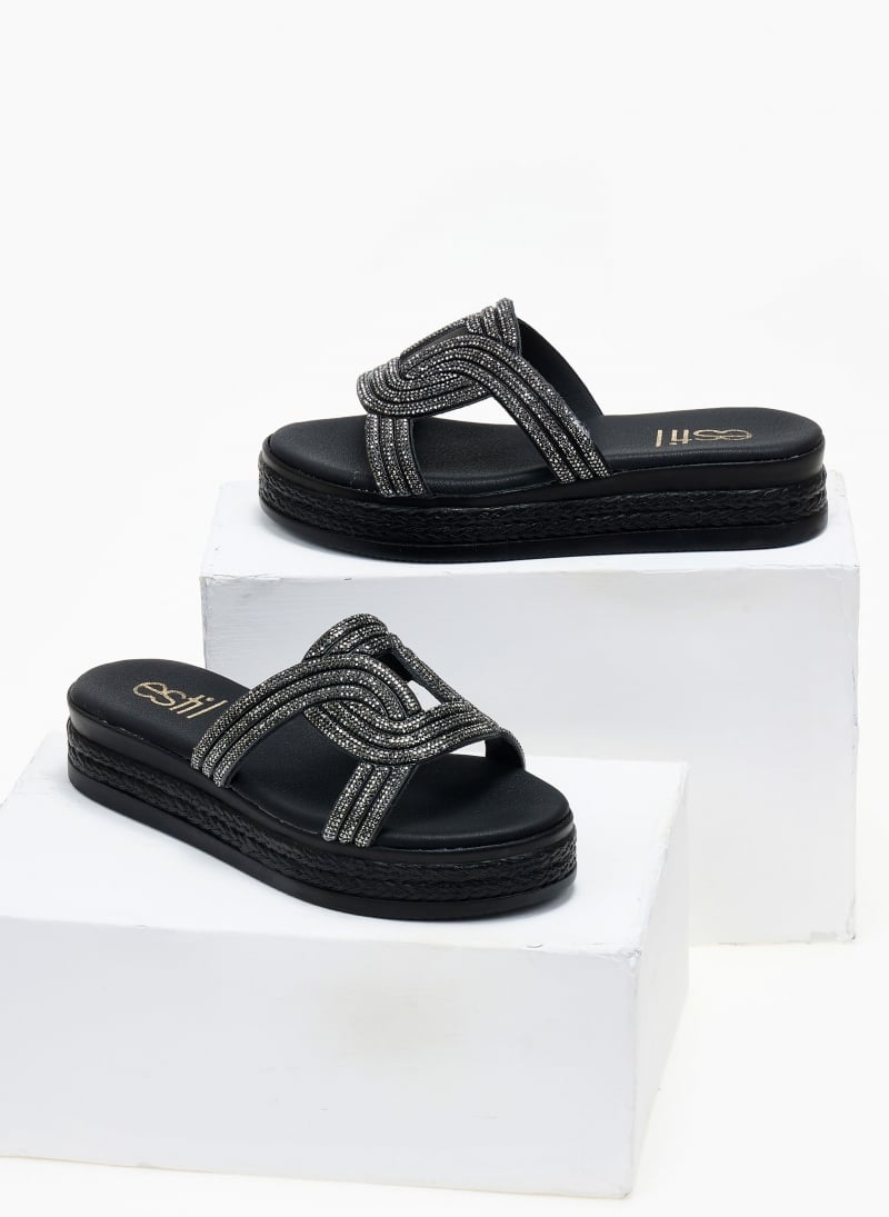 Σανδάλια flatforms με στρας Estil