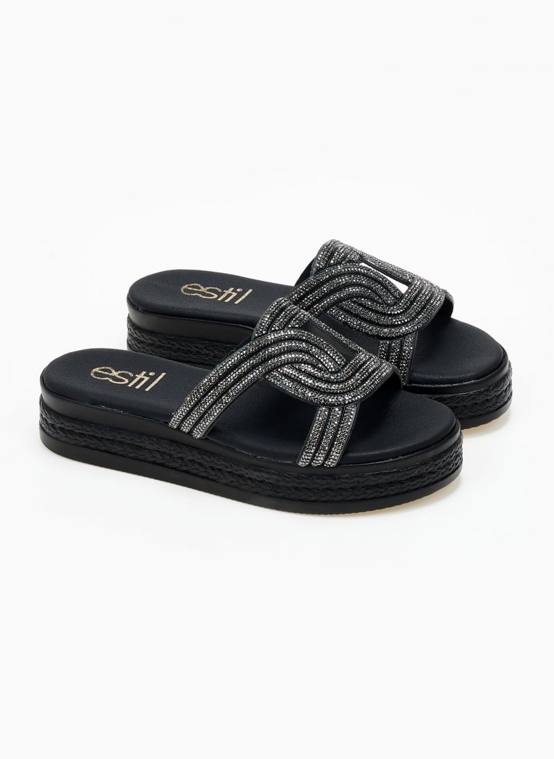 Σανδάλια flatforms με στρας Estil