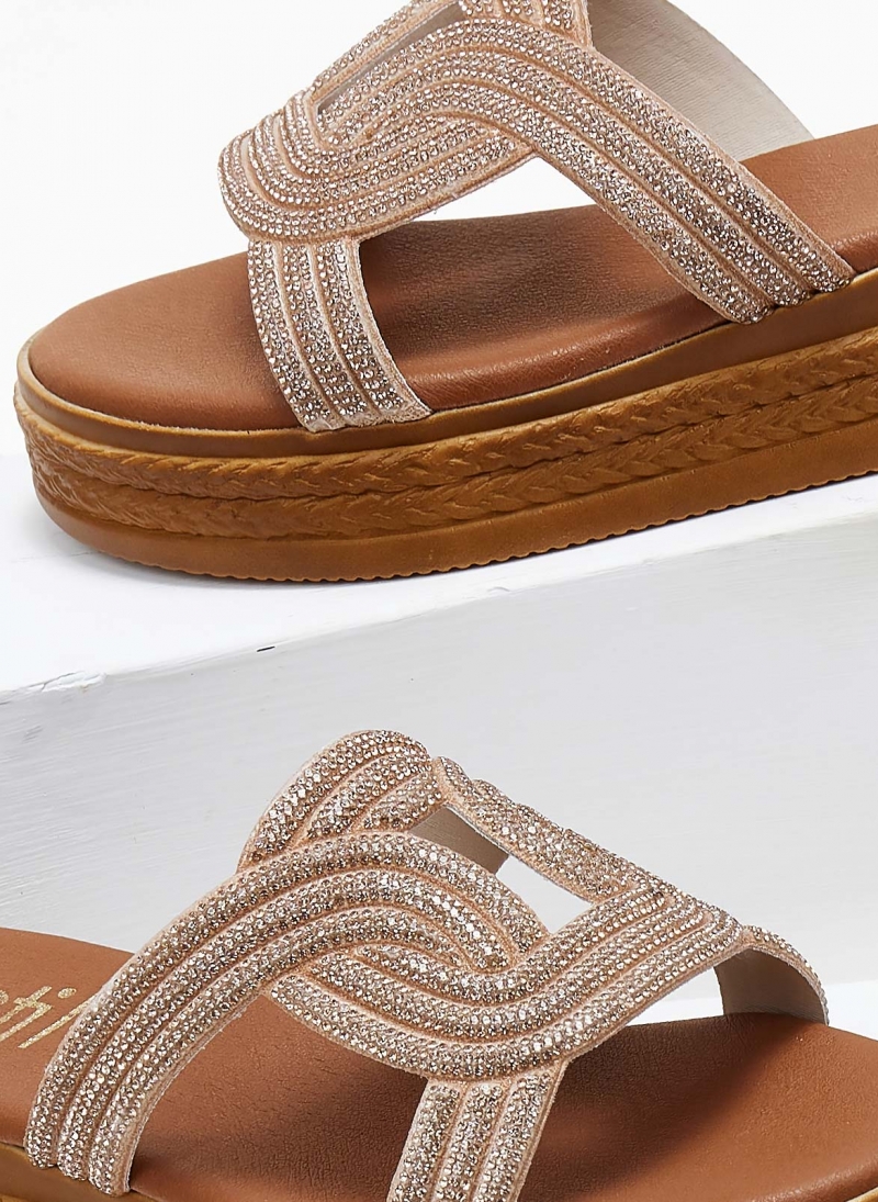 Σανδάλια flatforms με στρας Estil