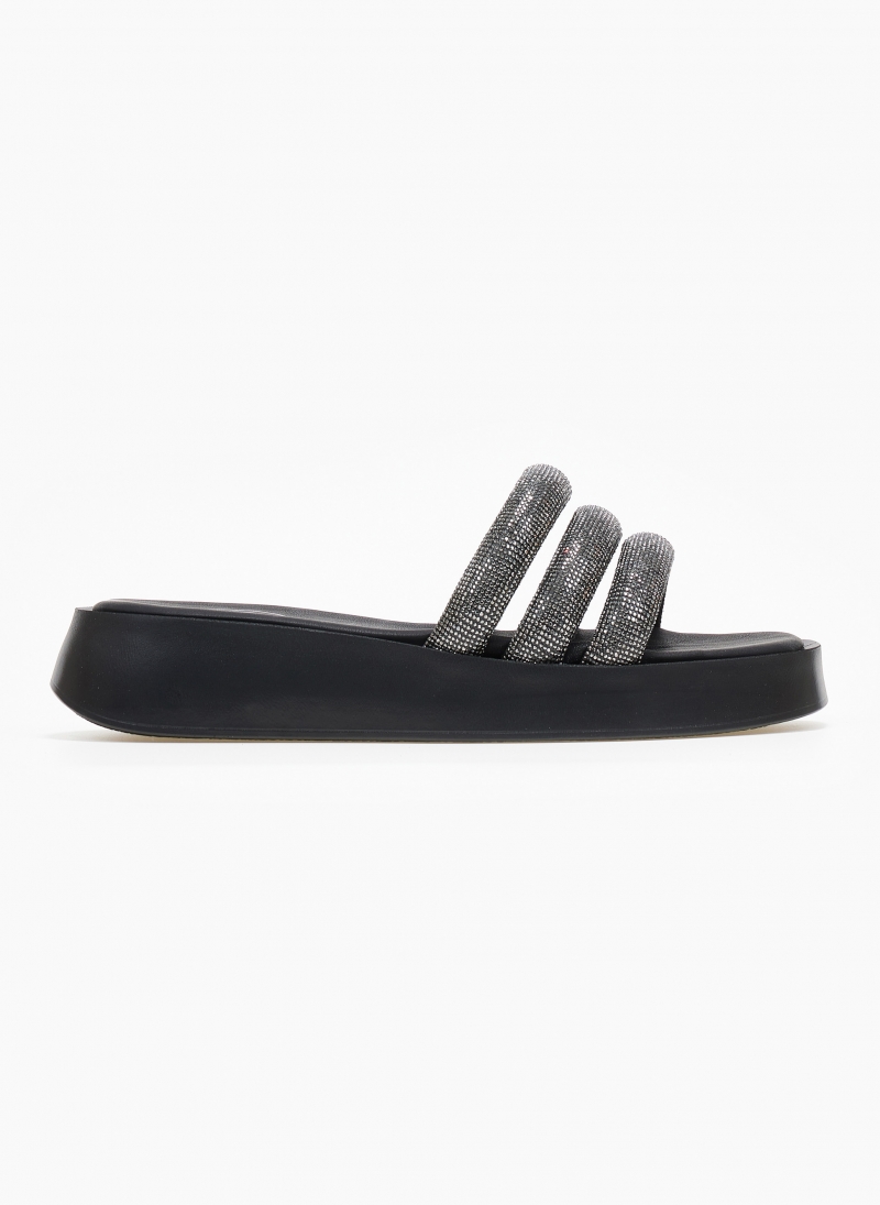 Σανδάλια flatforms με στρας tfp