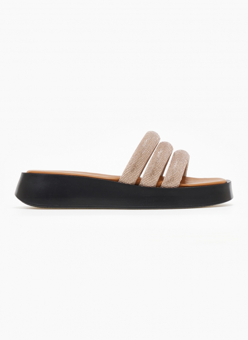 Σανδάλια flatforms με στρας tfp