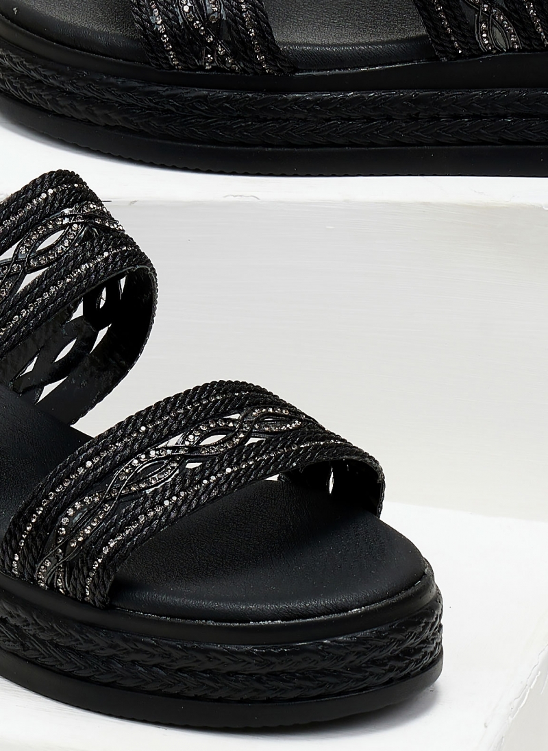 Σανδάλια flatforms με σχοίνινες φάσες Estil