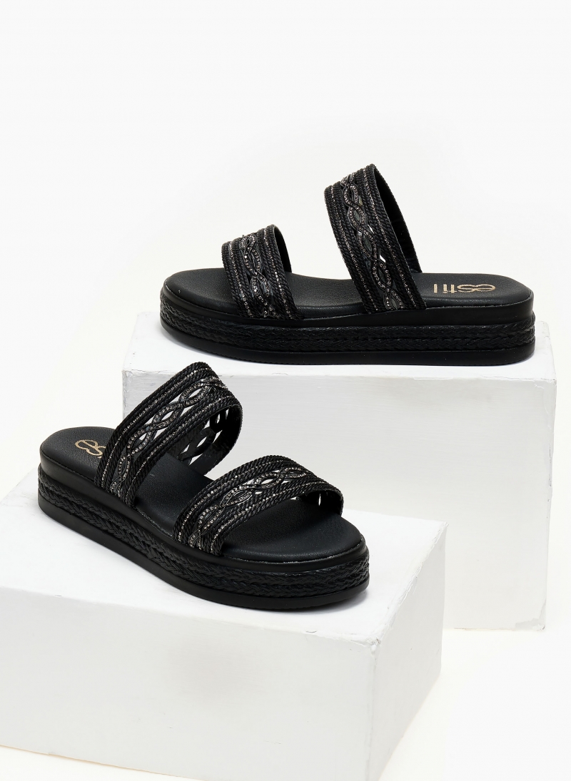 Σανδάλια flatforms με σχοίνινες φάσες Estil