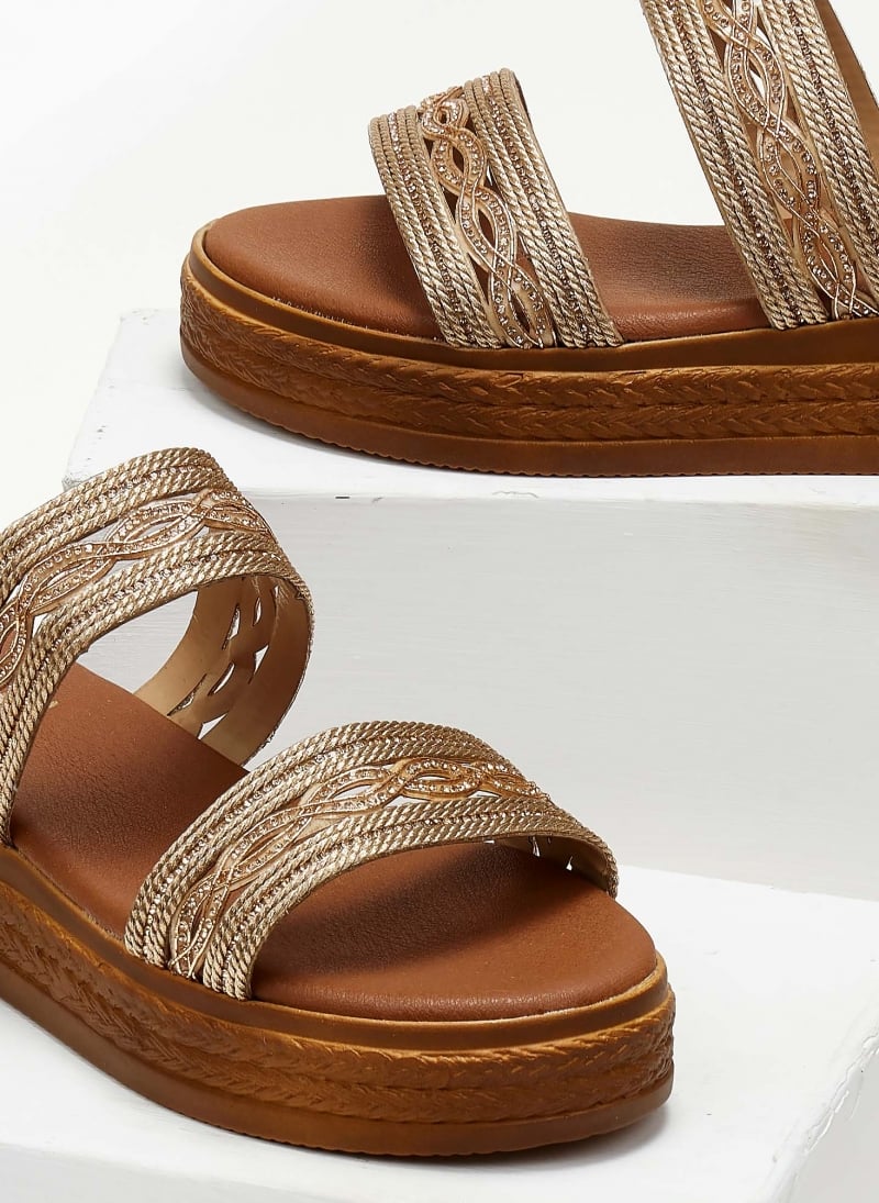 Σανδάλια flatforms με σχοίνινες φάσες Estil