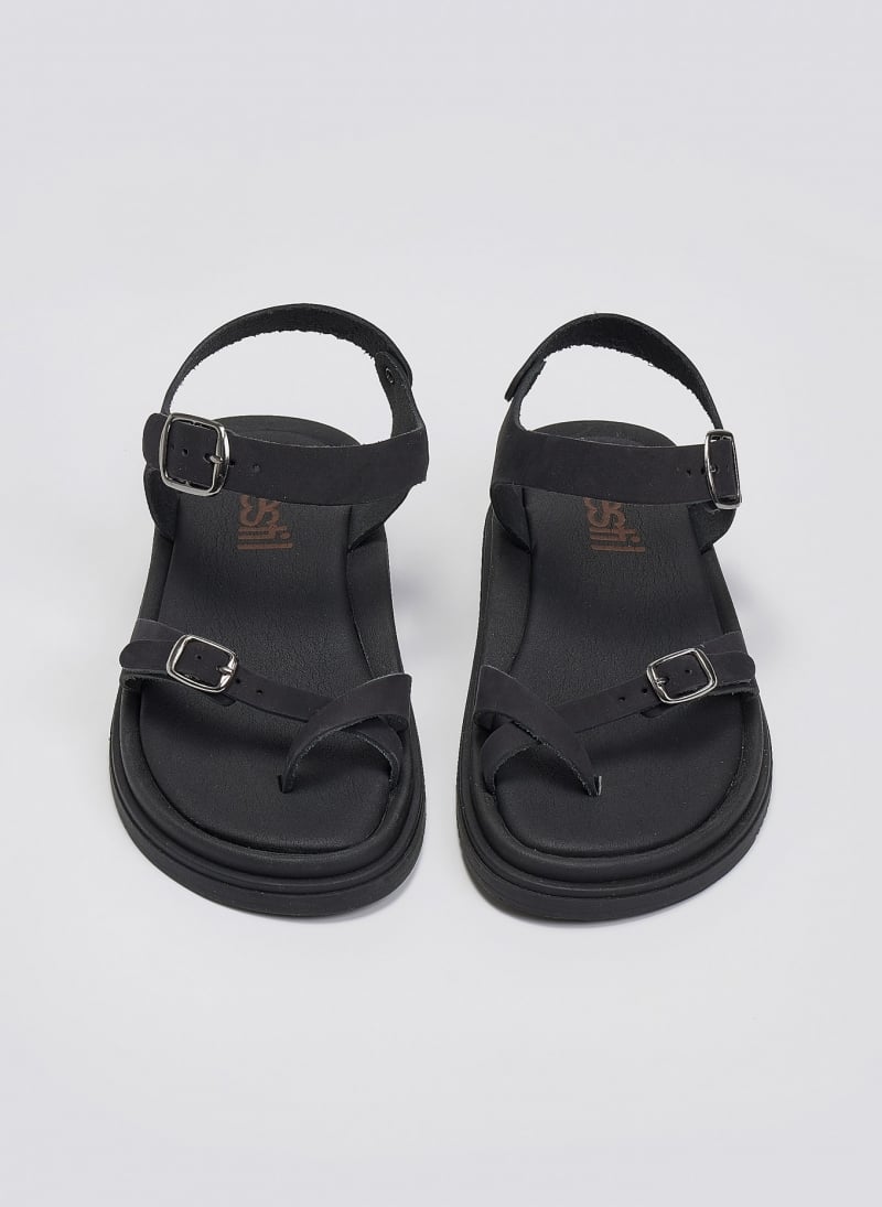 Σανδάλια flatforms nubuck δερμάτινα με μπαρέτα Estil
