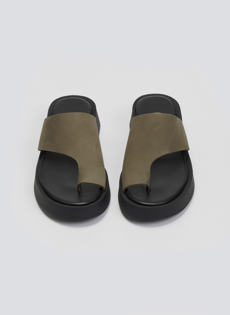 Σανδάλια flatforms nubuck με δάκτυλο Tfp