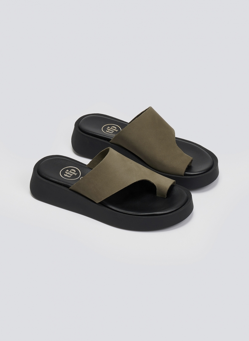 Σανδάλια flatforms nubuck με δάκτυλο Tfp