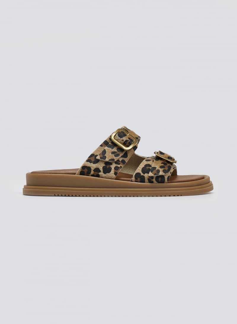 Σανδάλια flatforms ponyskin με print Estil