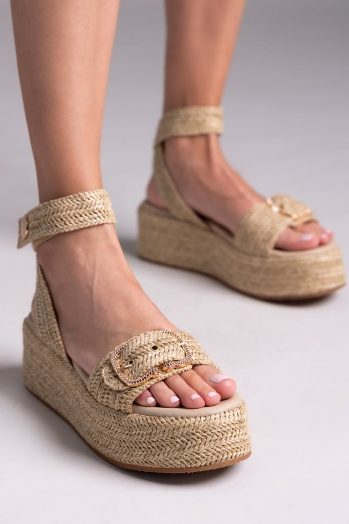 Σανδάλια flatforms ψάθινα Mariella Fabiani 2512/05