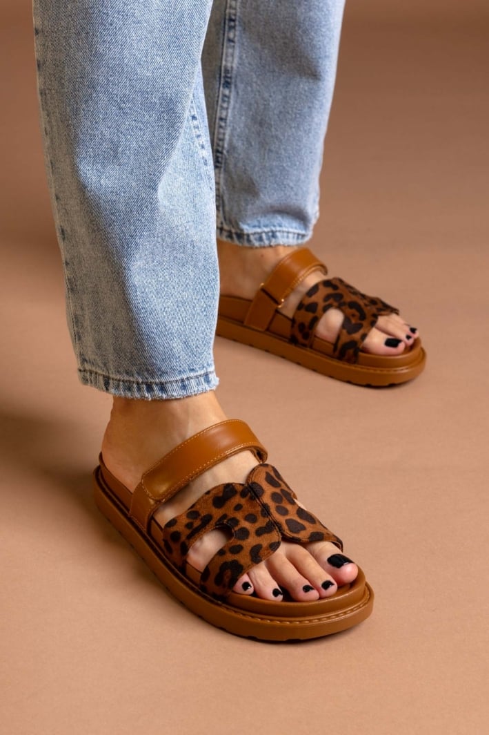 Σανδάλια flatforms suede με velcro ERYNN