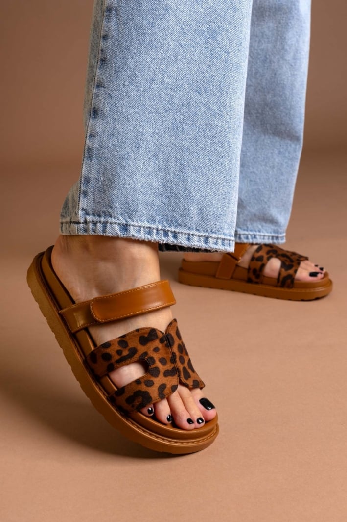 Σανδάλια flatforms suede με velcro ERYNN