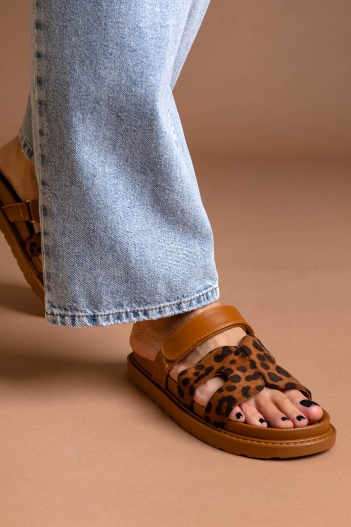 Σανδάλια flatforms suede με velcro ERYNN