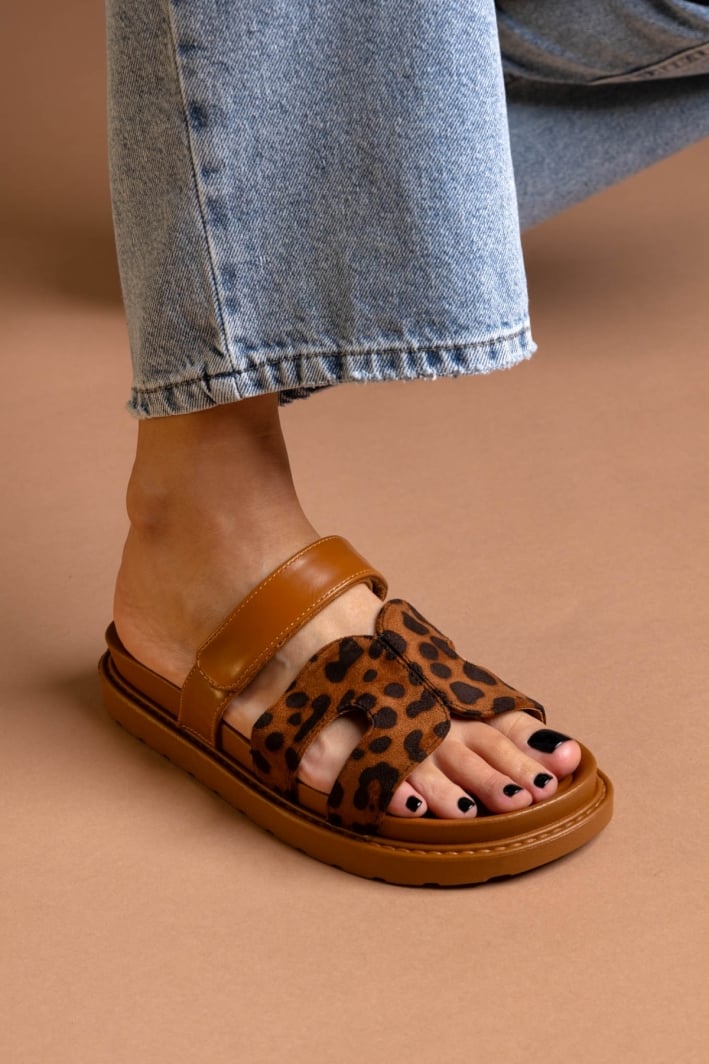 Σανδάλια flatforms suede με velcro ERYNN