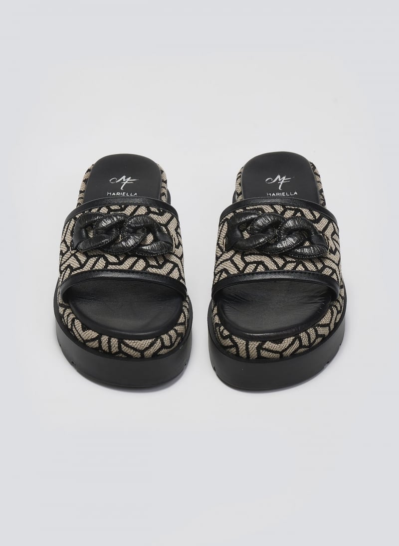 Σανδάλια flatforms υφασμάτινα με print Mariella Fabiani 2521/91